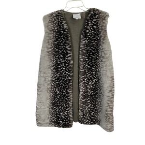 Misook Collection Faux Fur Front, Ribbed Knit Back Vest - Size XL